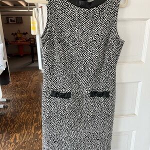 Black and white knee length dress